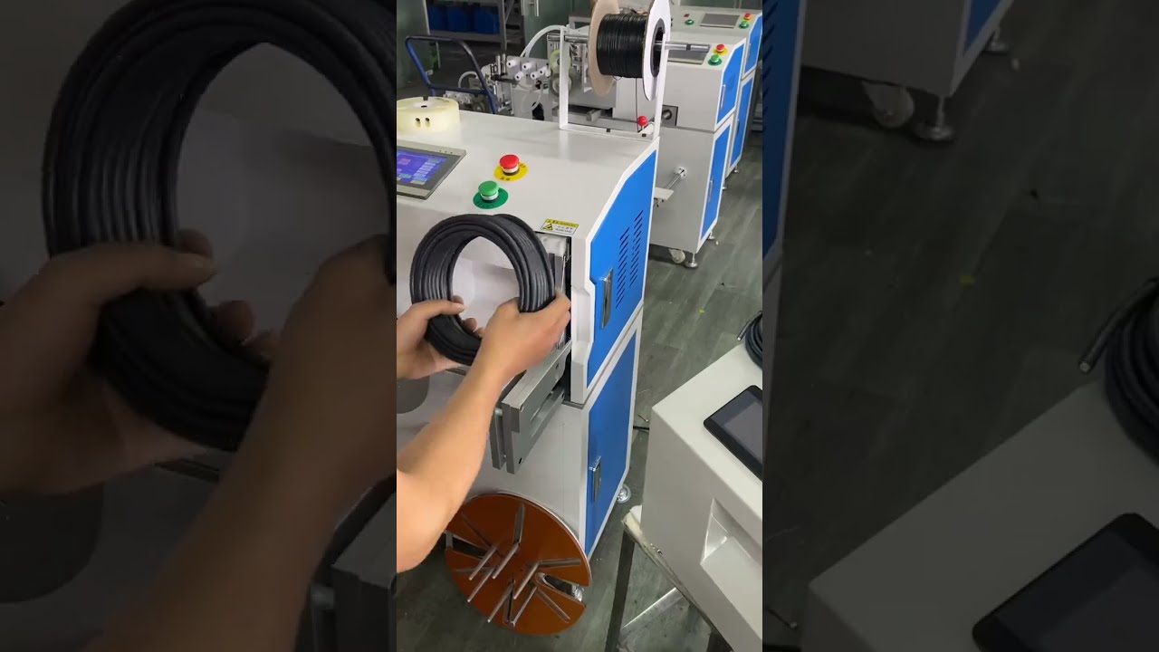 全自动电缆计米收线捆扎一体机 | 精准计米排线 #自动化设备